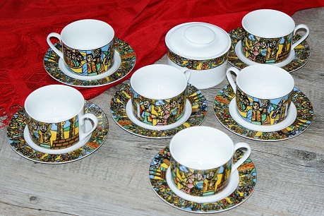 Service à Thé ethiopien en porcelaine
